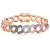 three-colour-Seven-colored Zircon Cuban chain bracelet