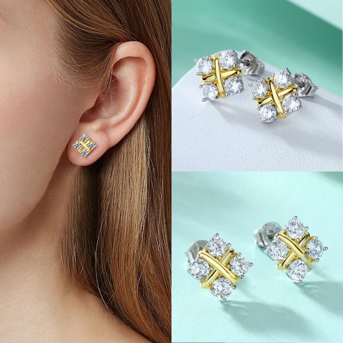 S925 sterling silver jewelry set full circle zircon ring earrings simple pendant necklace color plating jewelry