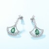 New style S925 silver inlaid agate earrings, fan shaped moss earrings, light set, high quality