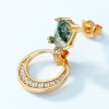 S925 silver new style personality atmosphere green moss stone water grass agate earrings